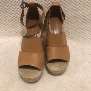 Treasure&Bond Camel Leather Espadrille Ankle Strap